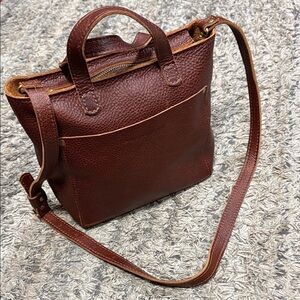 Portland Leather Goods MINI CROSSBODY TOTE nutmeg Brown pebbles leather tote Bag